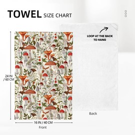 Cukemip Boho Mushroom Decor Botanic Plant Beige Kitchen Dish Towel Set of 2 Cotton Soft Absorbent Decorative Hand Towels Farmhouse Tea Towels Bathroom Home Decorations 16"x 24"