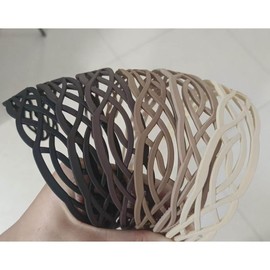 Springtime Lattice Design Plastic Headbands for Women Girls, Neutral Color Gradient Hairband, 30mm Wide Band, 6-Pack