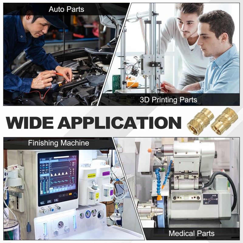 PATIKIL Threaded Inserts M4x10x6mm, 50 Pcs Brass Heat Set Insert