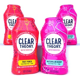 Clear Theory Gotas aromatizantes de agua con electrolitos, mezcla de bebida de agua con sabor líquido, hidratación para niños, vegano, sin gluten, bajas en calorías (baya de sandía y ponche de frutas)