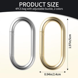 4Pcs Gold KeyChain Clip & Spring O Ring - Purse Clip & Gold Carabiner - Carabiner Clip Gold for Keys, Bag, Handbag, Crafts - 1.97"x0.98" - Gold & Silver
