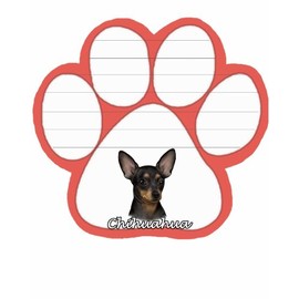 Chihuahua, Black Notepad With Unique Die Cut Paw Shaped Sticky Notes 50 Sheets Measuring 5 by 4.7 Inches Convenient Functional Everyday Item Great Gift For Chihuahua, Black Lovers and Owners