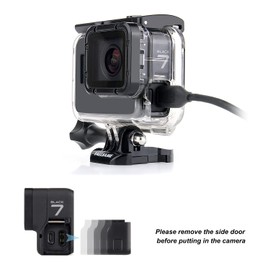 YALLSAME Protective Case for GoPro 7 6 5 Skeleton Housing Case with Accessible Back Door & Charging Hole Accessories for GoPro Hero 7 6 5 Black Hero 2018