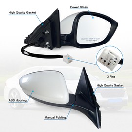 Lqito Right Passenger side Mirror Fits 2023 2024 2025 Honda Accord with Power Glass without Heated without turn signals without Blind Spot Match Platinum White Pearl (3Pins)