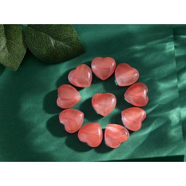 MAIBAOTA Cherry Quartz Crystal Heart Healing Crystals Gemstones Pocket Nature Spiritual Energy Gem Stones Set Gifts for Women Reiki Divination Balancing Yoga Meditation 10PCS