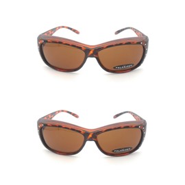 2 Pair Polarized Rhinestone Fit Over Wear Over Reading Glasses Sunglasses (2 Pair Tortoise)
