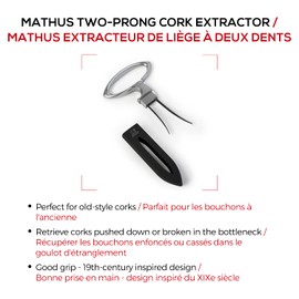 Peugeot - Mathus Corkscrew - Two-Prong Bottle Opener for Old-Style Corks, Black, 11 cm