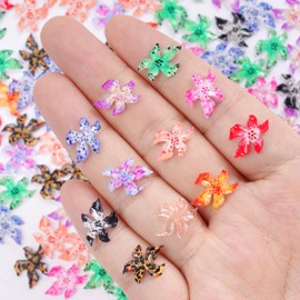 120PCS Flower Nail Art Charms 3D Hawaii Flowers Nail Rhinestones