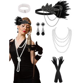 PLULON 6 Pcs 1920s Flapper Accessories for Women, Great Gatsby Flapper Accessories Fashion Roaring 20s Costume for Women