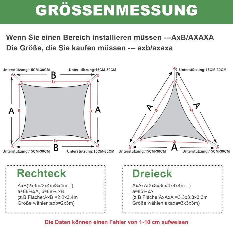 AXT SHADE Awning Waterproof Triangular 3 x 3 x 3