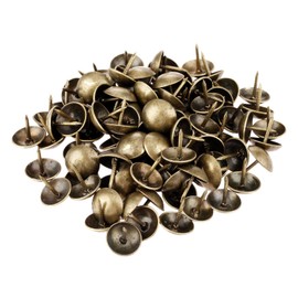 dophee 200Pcs 9x9mm Antique Brass Upholstery Nail, Tiny Decorative Upholstery Tacks Studs Pins for Furniture Sofa Beds Wood Crafts Cork Board DIY Projects