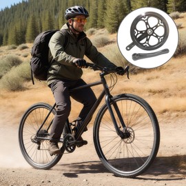 YHomU Single Chainring Crankset, 170mm Aluminum Alloy Crank Arm with 52T Teeth for 6/7 Speed Bikes, Single Chain Wheel Bike Accessories, Easy Installation for Road and Fixed Gear Bicycles