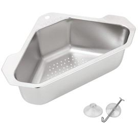 SEABABOO Sieve for Sink, Sink Strainer, Triangular Filter Basket for Sink, Filter Tray, Multi-Purpose Kitchen Sink, Sink Filter, Drain Shelf with Suction Cup, Asphalt Sink Filter