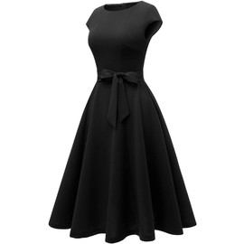 DRESSTELLS Black Funeral Dresses for Women Vintage Cocktail Dresses 1950s Bridesmaid Dresses Prom Party Wedding Dress Black L