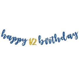 RoadSea Happy 1/2 Birthday Banner - Baby Boy 1/2 Birthday Party Supplies - Baby Shower Idea and Gift - Baby Half Way to One Sign 1st Birthday Party Decorations - Blue Glitter