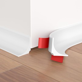 Flexible Quarter Round Molding Bendable Moulding Trim,Peel and Stick Corner Trim for Floor,Tub,Cabinet,Flexible Shoe Molding Around Curved Stairs,Columns and Wall - 0.6inch(W) x 20Feet(L) White