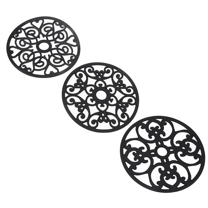 3pcs Modern Kitchen Trivets Waterproof Hollow Carved High Temperature Resistance