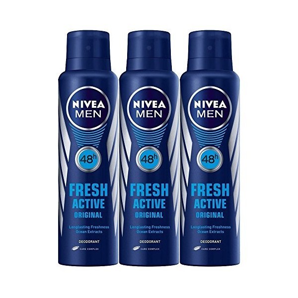 Nivea Men 48 Hour Fresh Active Deodorant, 150ml (Pack of 3)