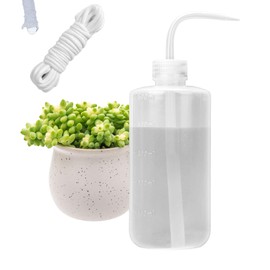 500ML Watering Bottle with 6 feet Self Watering Wick for Succulent Indoor Plants Cactus Squeeze Wash Can Long Nozzle Bend Mouth Waterer Bonsai Terrarium Orchids Seedling African Violets Fairy Garden