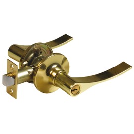 Amig - Set aus linksseitigen Einsteckschlössern mit Drückergarnitur | Rosette für Türen | Idealer Griff für Holztüren | Zamak | Goldfarben | Eingangsschloss 60/70 mm