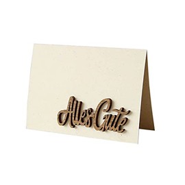 Original Holzgrußkarte - Papierkarte mit Schriftzug aus Echtholz in Nuss"Alles Gute", Postkarte, Geschenkkarte, Klappkarte, Karte, Geburtstagskarte