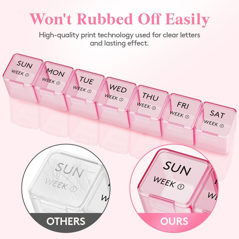 Lifewit Monthly Pill Organiser, 28 Day Tablet Pill Box, Pink,