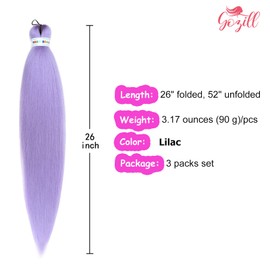 Purple Braiding Hair Pre Stretched Box Braid Hair Extension 26 Inch for Braiding(Pack of 3)