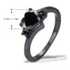 Dtup Elegante Anillo De Corazón Oro Negro Diamante Black Gold