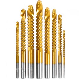 Titanium Coated HSS Twist Drill Bits - 6pcs 3-8mm Serrated Grooving Cutting Carpenter Side Cutting Tap Spiral Saw Drill Bit Woodworking Wood Metal Plastic Hole Holesaw Tool