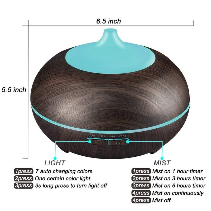 550ml Large Capacity Essential Oil Diffuser with 6 Essential Oil