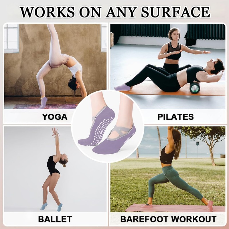 3 Pairs Yoga Pilates Socks, Non-Slip Socks, Grippy Socks, Floor