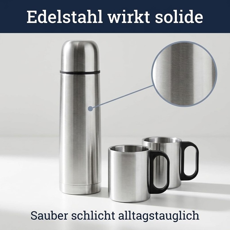 MIJOMA Insulated Jug 1 Litre with 2 Cups - Stainless