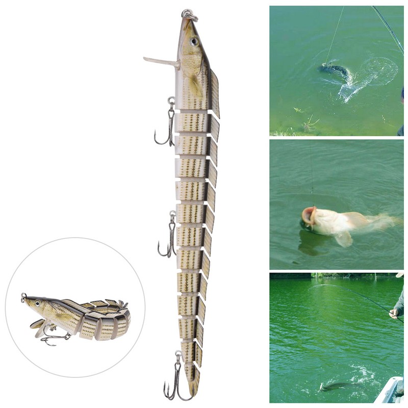 Multiple Segments Hard Swimbait Crankbait Fish Lure Fishing Tackle Treble