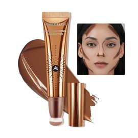 Anglicolor Barra de contorno con aplicador de cojín, varita líquida, crema suave, bronceador ligero para cara, vegano y libre de crueldad (02#Fair/med