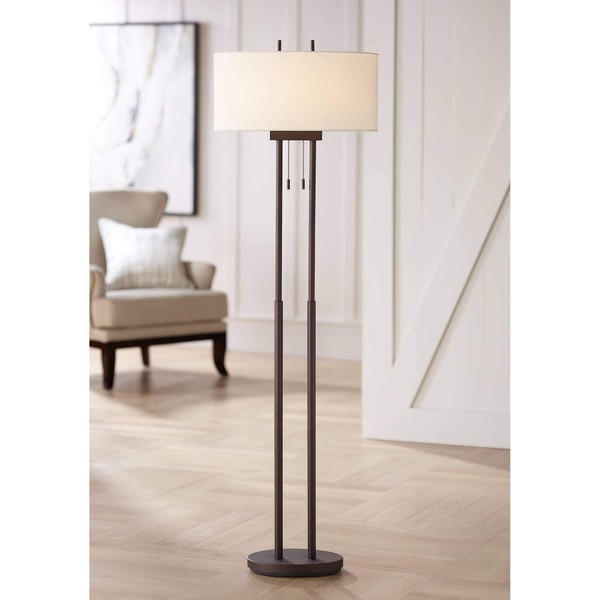 Roscoe Modern Contemporary Style Tall Standing Floor Lamp Twin Pole