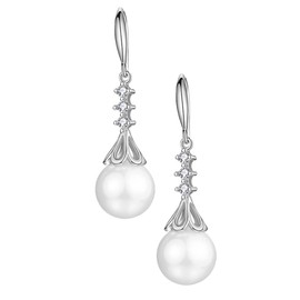 FOMIYES Delicate Waterdrop Pearl Earrings for Women Chic Long Ear Pendants with Rhinestone Flower Design Elegant Drop Earrings for Banquets and Everyday Wear