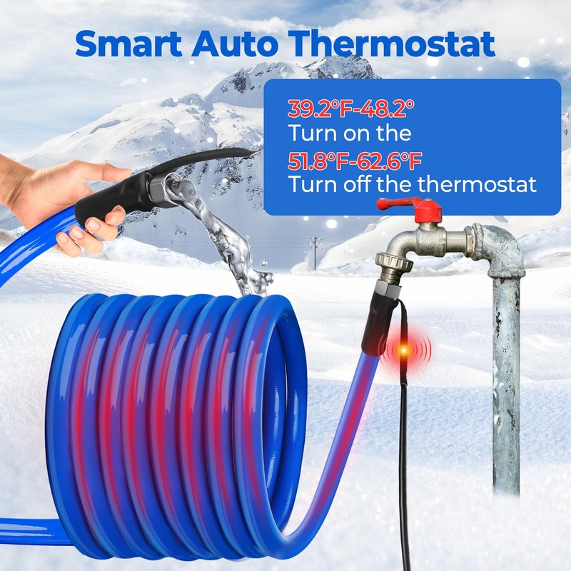 15FT Heated Water Hose for RV,-45 ℉ Antifreeze 4.0 Upgraded