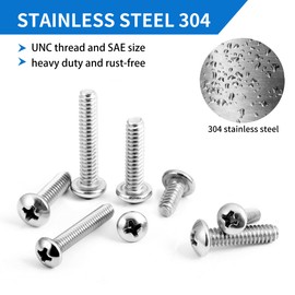 Besitu 720Pcs Machine Screw Assortment Kit, #10-24#8-32#6-32#4-40 Phillips Pan Head Assorted Nuts Bolts and Flat Washers Kit, Stainless Steel Screws Hardware Assortment with Case