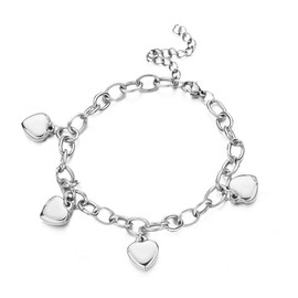 Heart Bracelet Women's Heart Symbol Charm Bracelets Stainless Steel Bracelet Silver Gold Fashion Jewellery Gifts for Party Charm Jewellery Gift for Women Mother Girlfriend, Stainless Steel