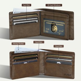 furid RFID Mens Wallets Leather: Bifold Leather Front Pocket Wallet - Slim Credit Card Holder Wallet for Mens Husband Gifts