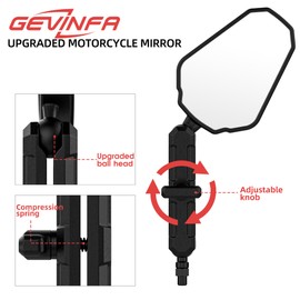GEVINFA Upgraded Universal Motorcycle Mirror,Upgrade Ball-Head ATV Rear View Mirror No Vibration & Wobble With 8/10MM Screw and 7/8" Handlebar Aluminum Mount Compatible with ATV Dirt Bike and More