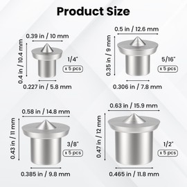 ZIUZI 20Pcs Dowel and Tenon Center Transfer Plugs, Solid Dowel Pin Centers Drilling Hole Tool Set for Woodworking (4 Sizes, 6mm, 8mm, 10mm, 12mm)