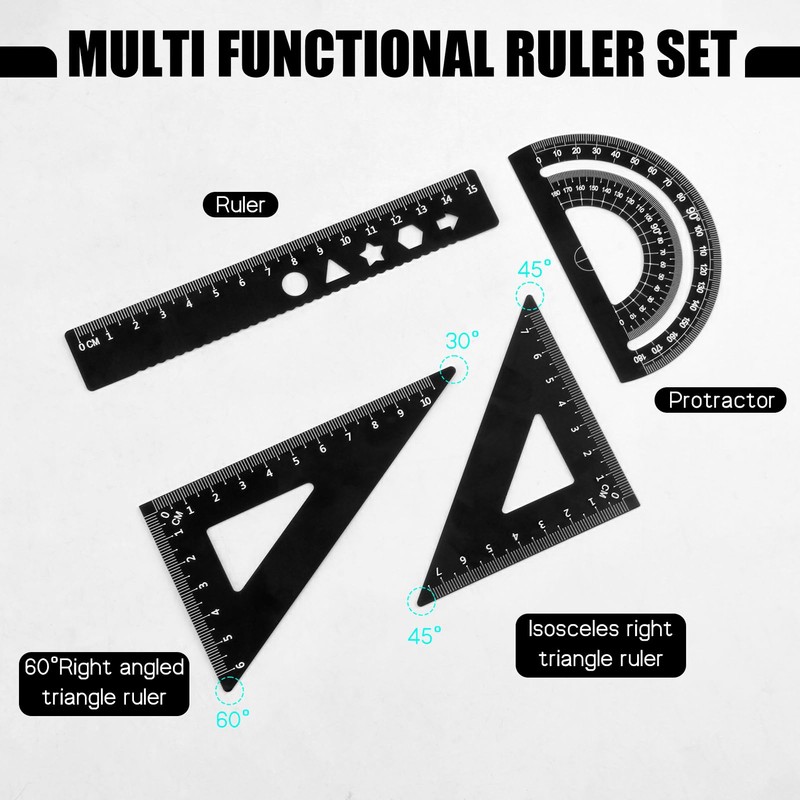 4 Pieces Aluminium Alloy Ruler Set, Metal Architect Scale Ruler