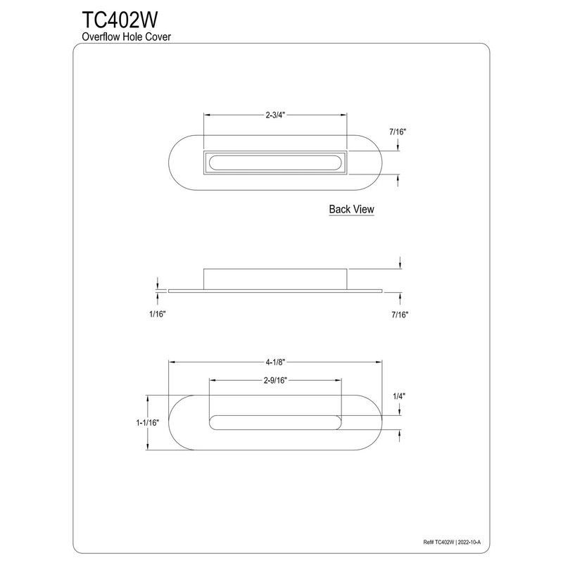 Kingston Brass TC402W Made to Match Bathtub Overflow Hole Cover,
