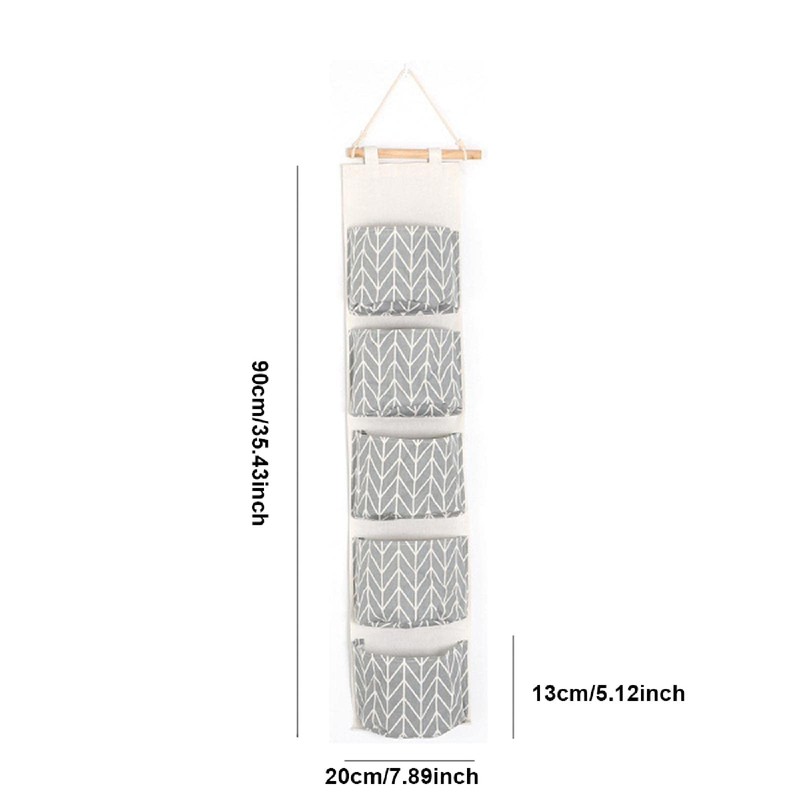 SagaSave Door Hanging Storage Bag Closet Organizer Canvas 5 Pockets