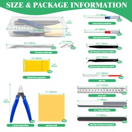 Yauhar 17Pcs Hobby Model Basic Tool Kit Contains Flush Pliers, Mini File, Crafting Knife with Replacement Blades, Tweezers, Professional Modeling Building Fixing Set for Gundam