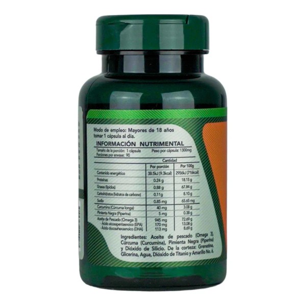Cúrcuma Con Pimienta Negra + Omega 3, Curcumina Herbalia Lab