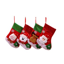 ViLiyDuo 4 x Christmas Stockings, Santa Stocking Set, Christmas Stocking Gift Bag for Filling and Hanging, Santa Stocking Socks, Christmas Tree Socks, Christmas Decoration