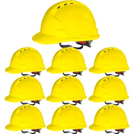 6 Pack 4 Pt. Suspension Hard Hat Bulk Safety Helmets Adjustable Ratchet Hard Hats, Vents & Sweat Cotton Brow Pad - ABS Construction Safety Helmets for Work Sites & Outdoor Labor