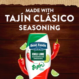 Best Foods Mayonnaise Dressing 8 Count Chili Lime for Grilled Corn, Tacos, Grain Bowls & More, with Tajín Clásico Seasoning, Real Ingredients & No Artificial Flavors, 11.5 oz